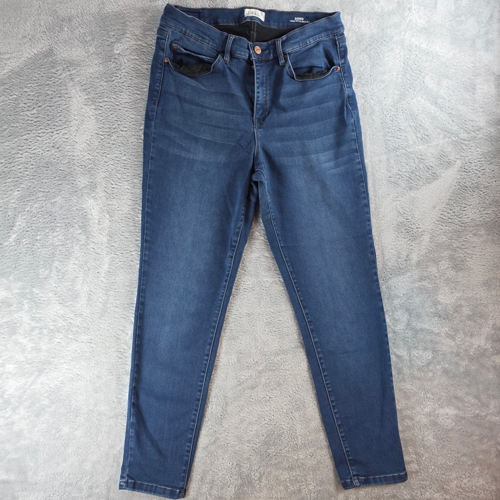 Nicole Miller Women 12 Blue Jeans Soho High Rise Skinny Dark Wash Stretch Denim